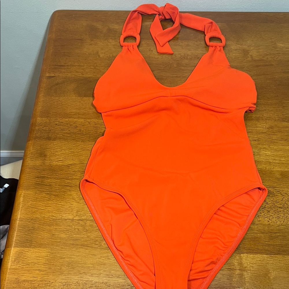 Robin Piccone One-Piece Halter Swimsuit - Orange Size 8
